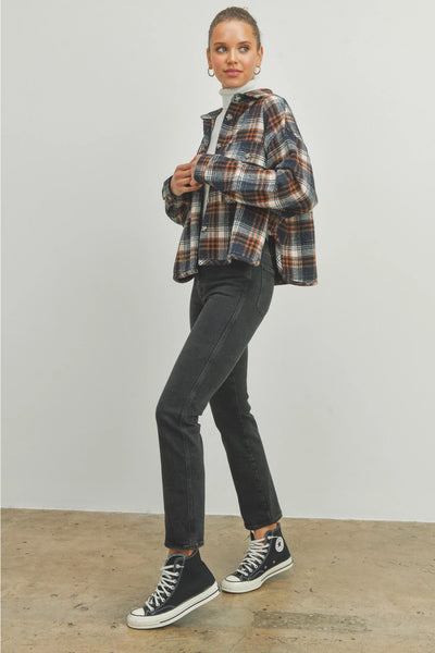 Plaid Crop Fall Shacket