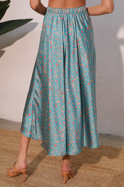 Astr Satin Midi Swing Skirt