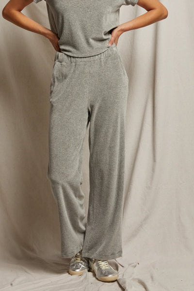 Holly velour relaxed leg sweatpant - heather Gray