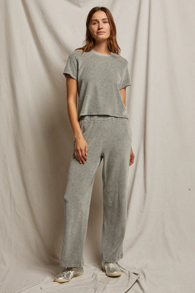 Holly velour relaxed leg sweatpant - heather Gray