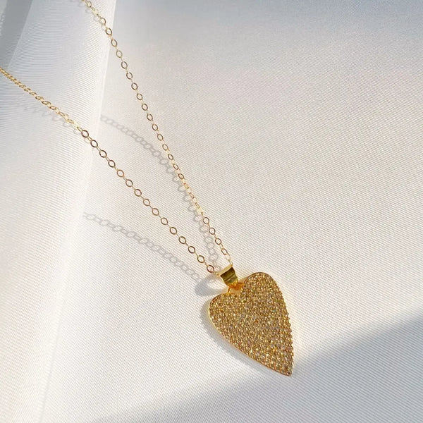 One Love Heart Cz Necklace Gold Filled