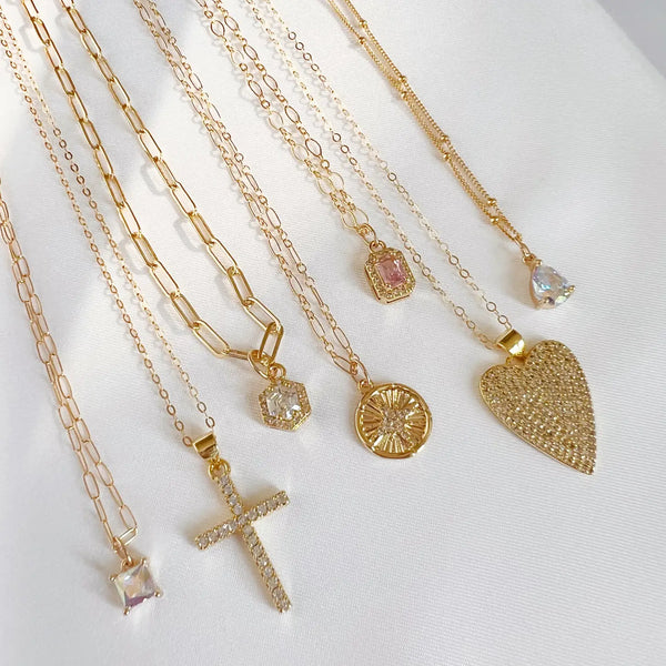 One Love Heart Cz Necklace Gold Filled