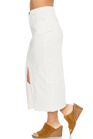 Denim Midi Skirt - Chalk