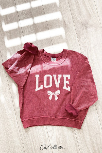 Love Bow Thermal Vintage Oversized Sweatshirt