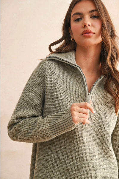 Waffle Half Zip Up Knit