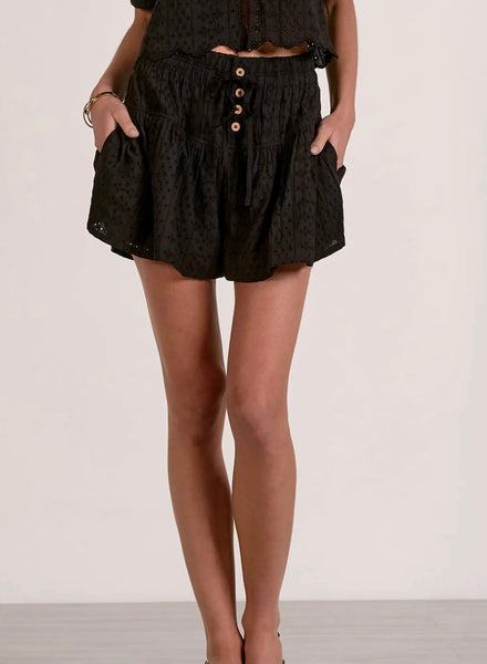 Elan Button Front Eyelet Shorts