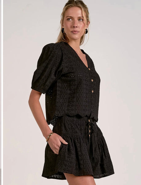Elan Button Front Eyelet Shorts