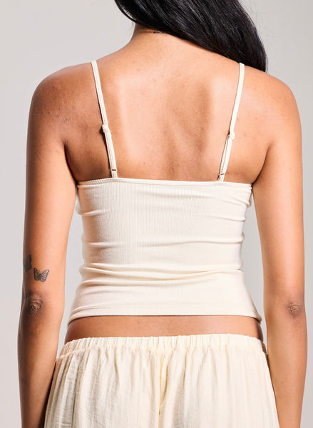 Ribbed Lace Trim Brami Tank - Daffodil