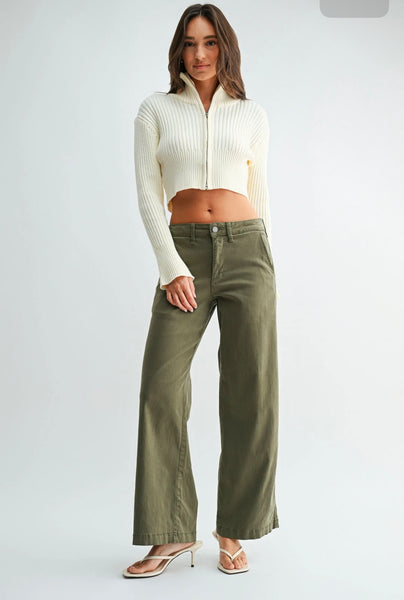 Stretch Twill Slim Wide Trouser