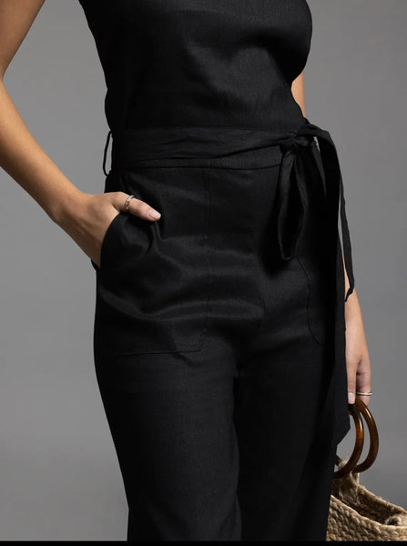 Uptown Jumpsuit Tie Waist and Pockets