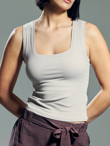 Chunky Ribbed Brami Tank - Stone