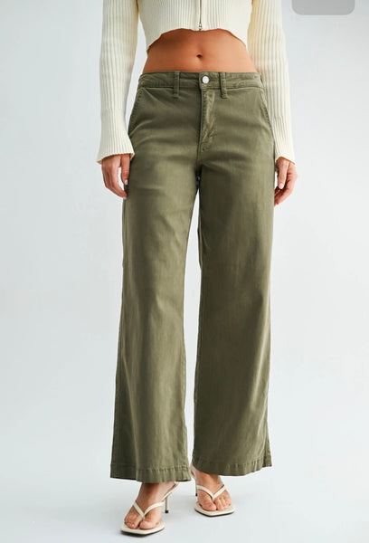 Stretch Twill Slim Wide Trouser