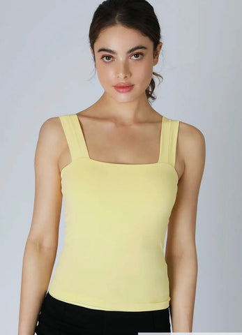 Clean Line Square Tank Top - Pale Yellow