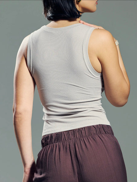 Chunky Ribbed Brami Tank - Stone