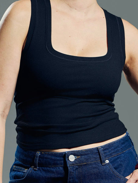 Chunky Binding Ribbed Square
Neck Tank