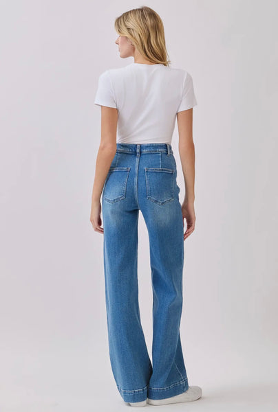 Andrea Pin-tuck Wide Leg Jean