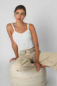 Lace V Neck Tank - US Made