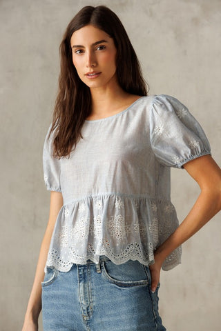 Jen’s Blue and whit Floral Top