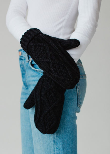 Cable Fleece Lined Mittens