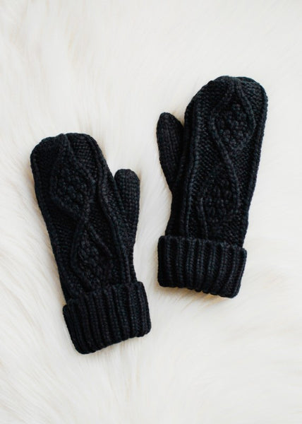 Cable Fleece Lined Mittens