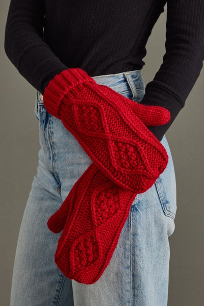 Cable Fleece Lined Mittens