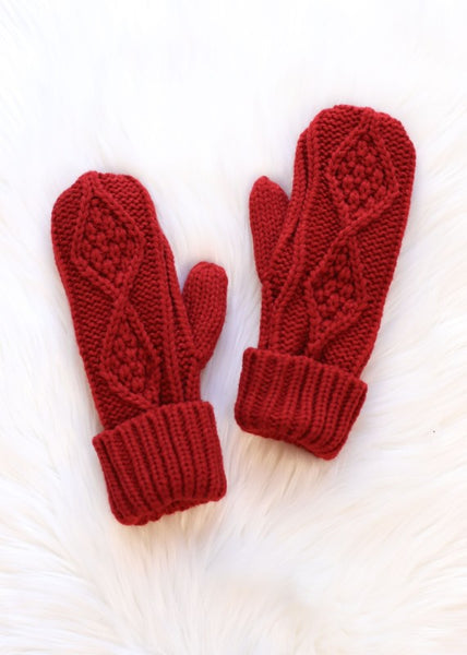 Cable Fleece Lined Mittens