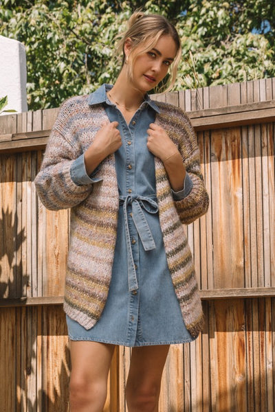 Cheryl Neutral Striped Cardigan