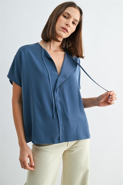 Satin Split Neck Blouse
