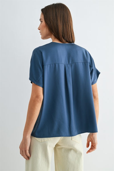 Satin Split Neck Blouse