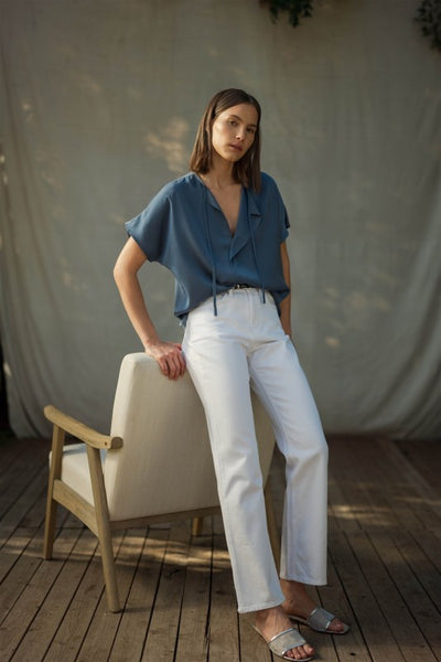 Satin Split Neck Blouse