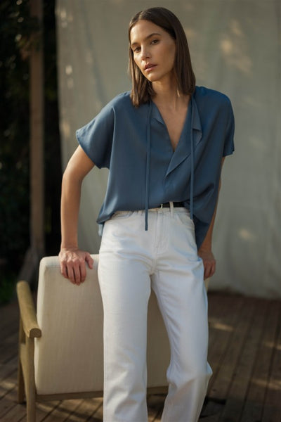 Satin Split Neck Blouse