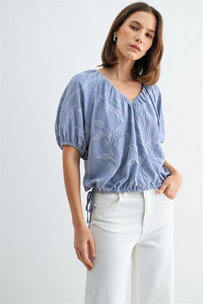 V-Neck Blouse with Waist Tie Detail