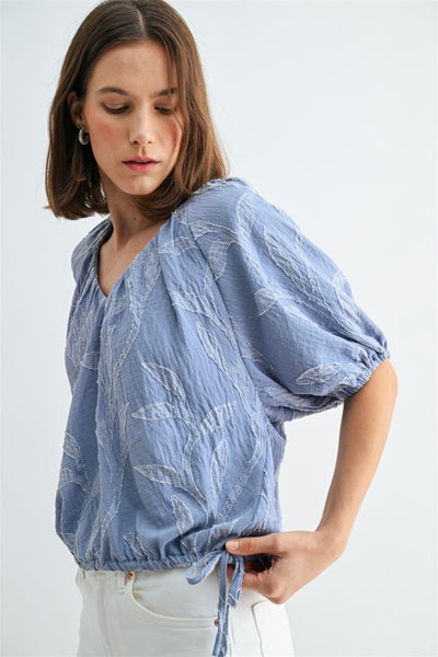 V-Neck Blouse with Waist Tie Detail