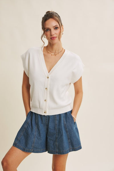 Shari’s Cotton Sweater Vest - Ivory