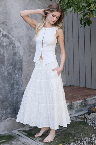 Slim Knit Button Top