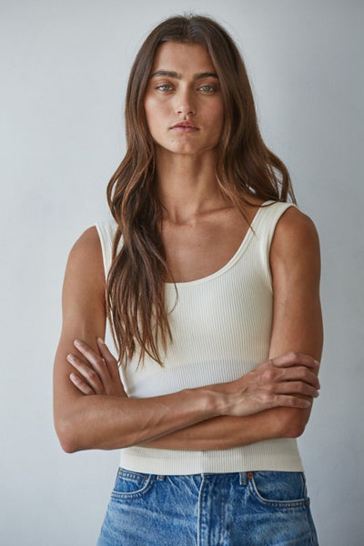 Ribbed Tank Top - White