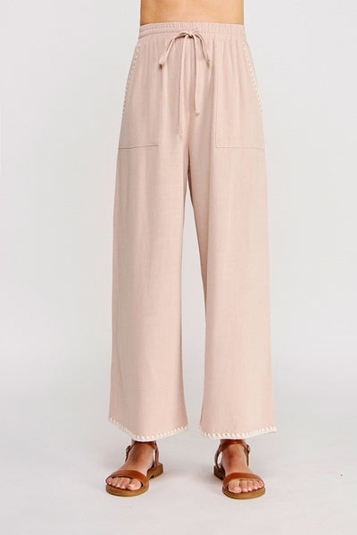 Soft Linen Blend Pant with Hem Detail