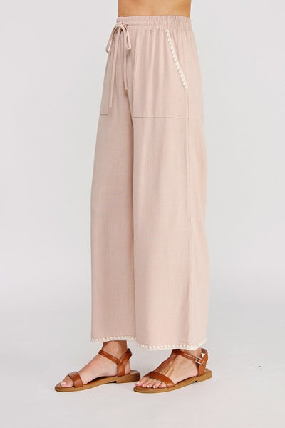 Soft Linen Blend Pant with Hem Detail