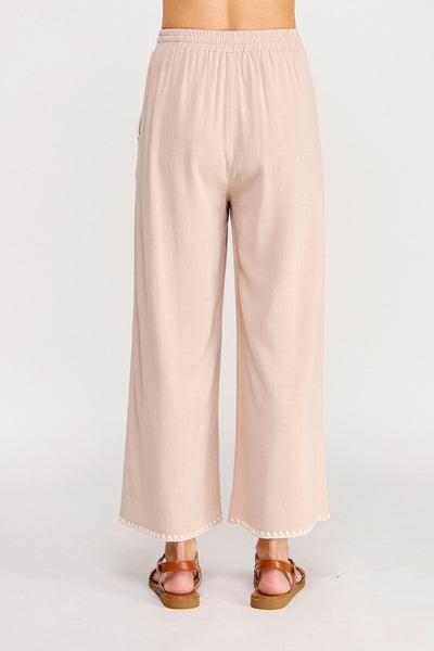 Soft Linen Blend Pant with Hem Detail