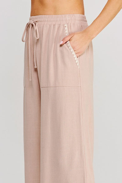 Soft Linen Blend Pant with Hem Detail