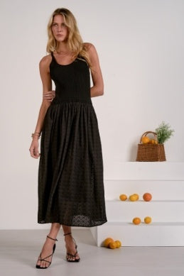 Elise Mixed Media Eyelet Maxi