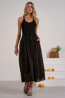 Elise Mixed Media Eyelet Maxi