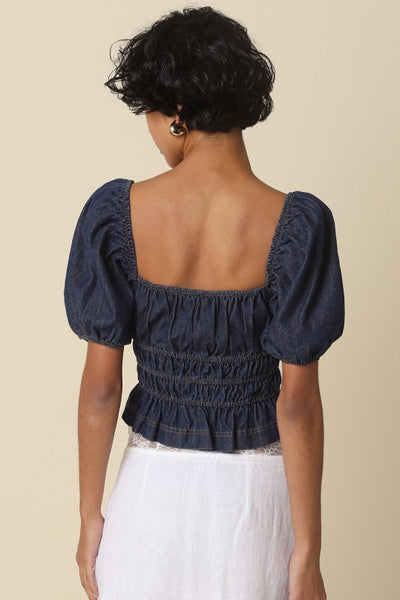 Cloe Denim Smocked Top