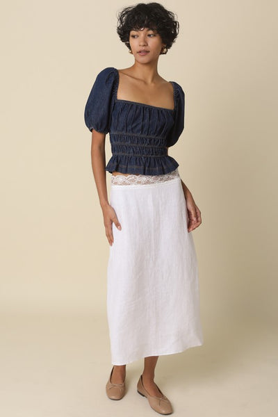 Cloe Denim Smocked Top