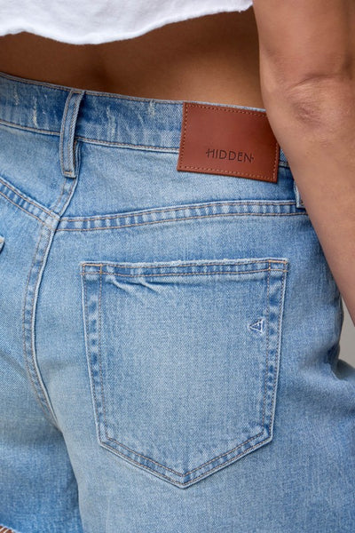A Line Denim Shorts with Tie Waist