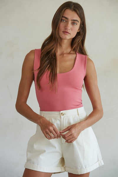 Double Layer Full Length Tank Top - Cherry
