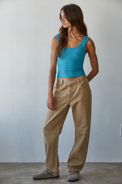 Ribbed Tank Top - Blue Oasis