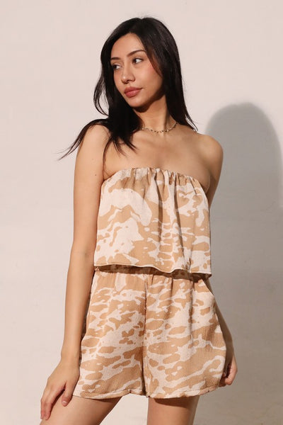 Ocean Waves Strapless Romper