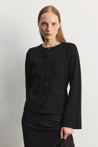 The Tyler Cardigan with Bell Sleeves - Black