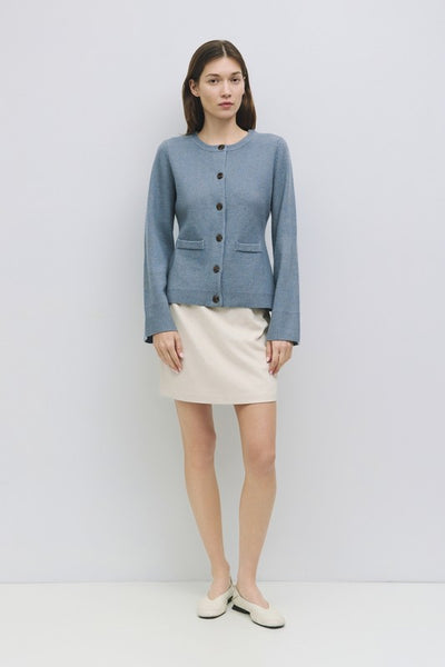 The Tyler Cardigan | Bell Sleeve Buttoned Cardigan - Blue